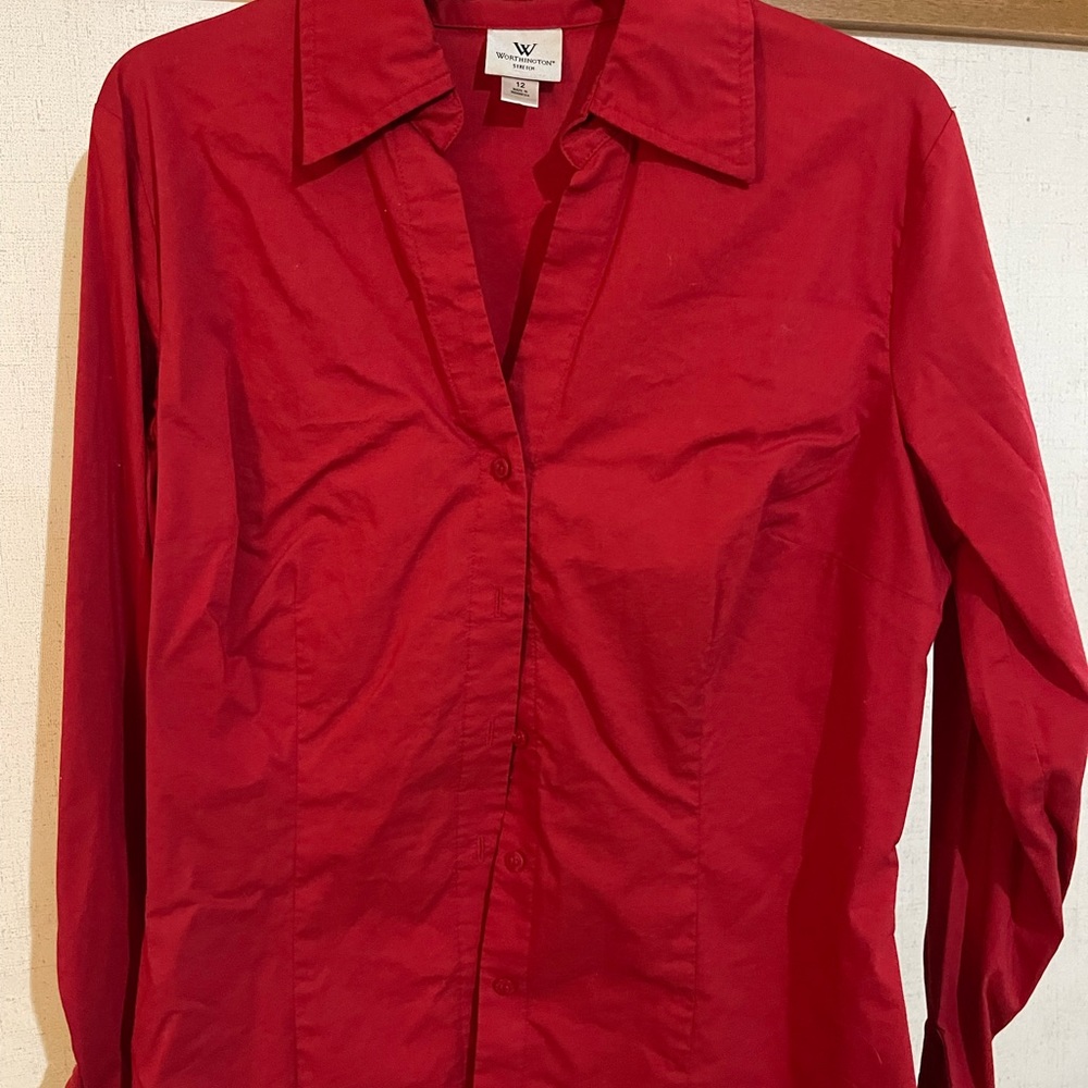 Women’s Red Worthington Button down Blouse